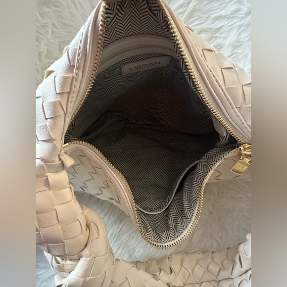Urban Expressions Vanessa Woven Knot Handle Hobo Bag - Cream - Picture 3 of 3
